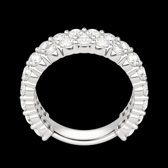 Round Cut Pavé Semi-Eternity Band (1 1/4 Tcw), Lab Grown Diamonds - Picture 2 of 9
